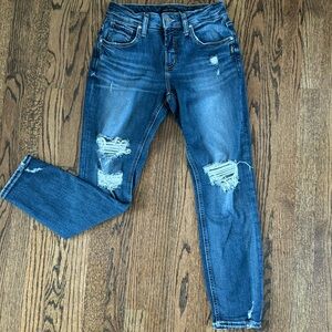 Women’s Silver Factory Distressed Jeans Sz W/27 L/27